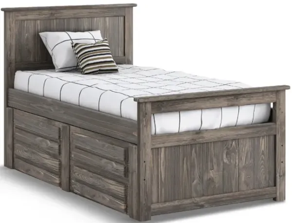 Bunkhouse B2 Twin Panel Bed With 4 Drawer Underdresser - Driftwood