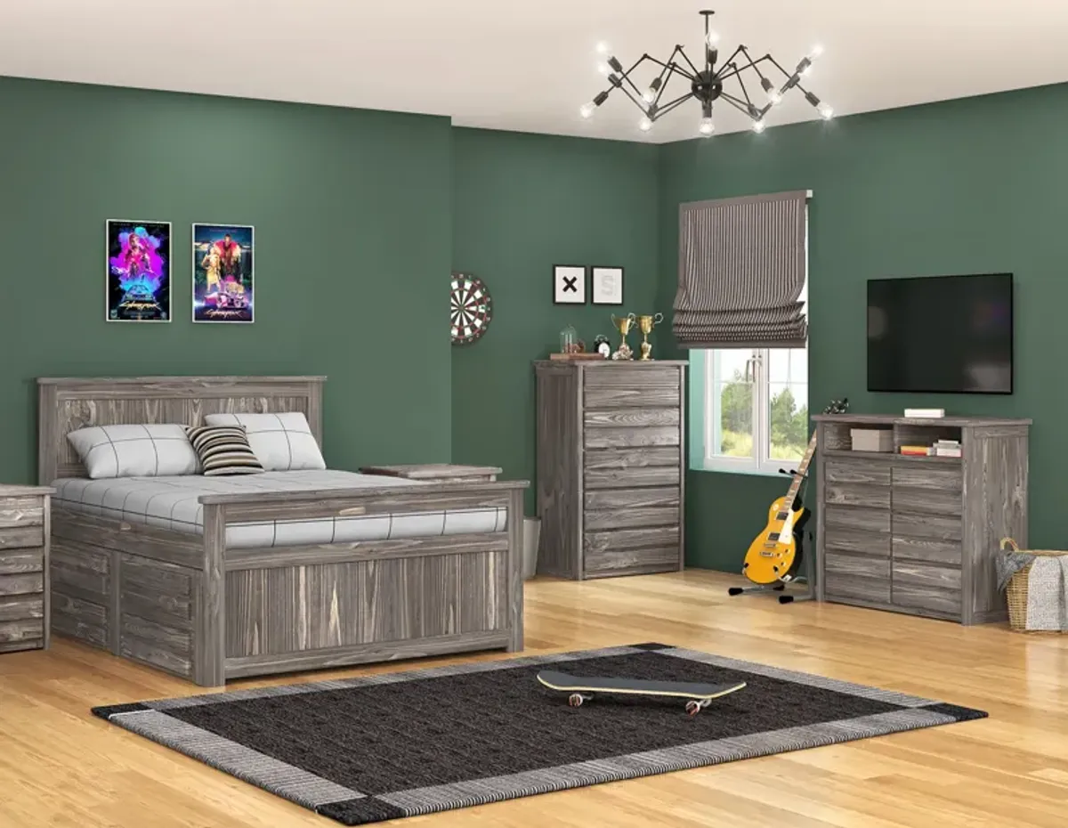 Bunkhouse B2 Full Panel Bed With 4 Drawer Underdresser - Driftwood