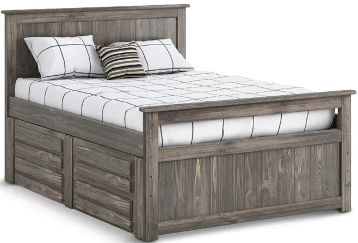 Bunkhouse B2 Full Panel Bed With 4 Drawer Underdresser - Driftwood