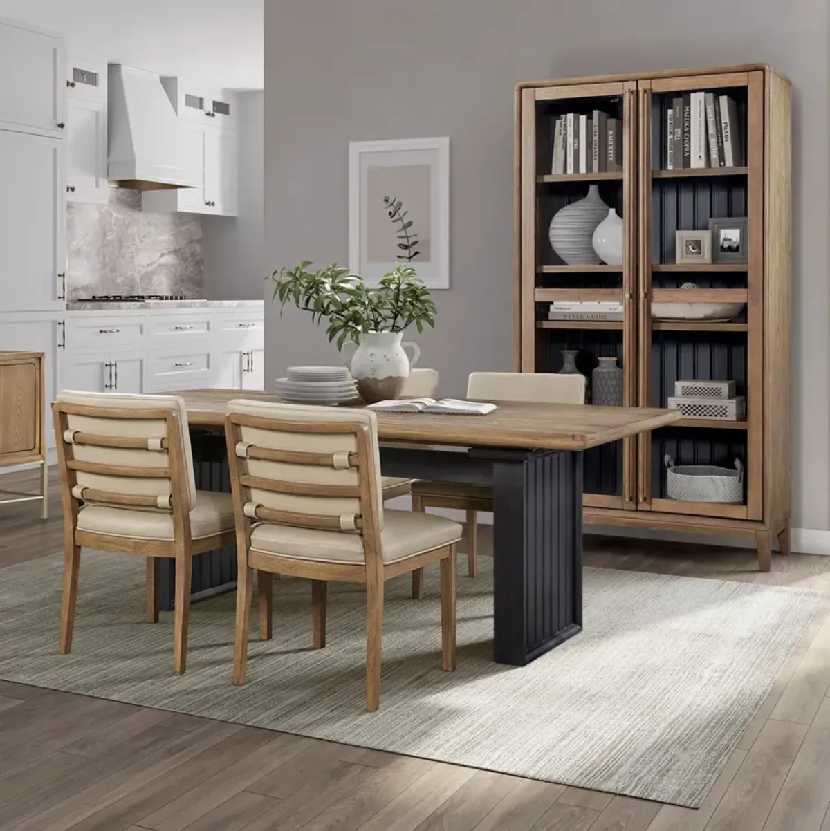 Xavier Extension Dining Table With 4 Leather Chairs