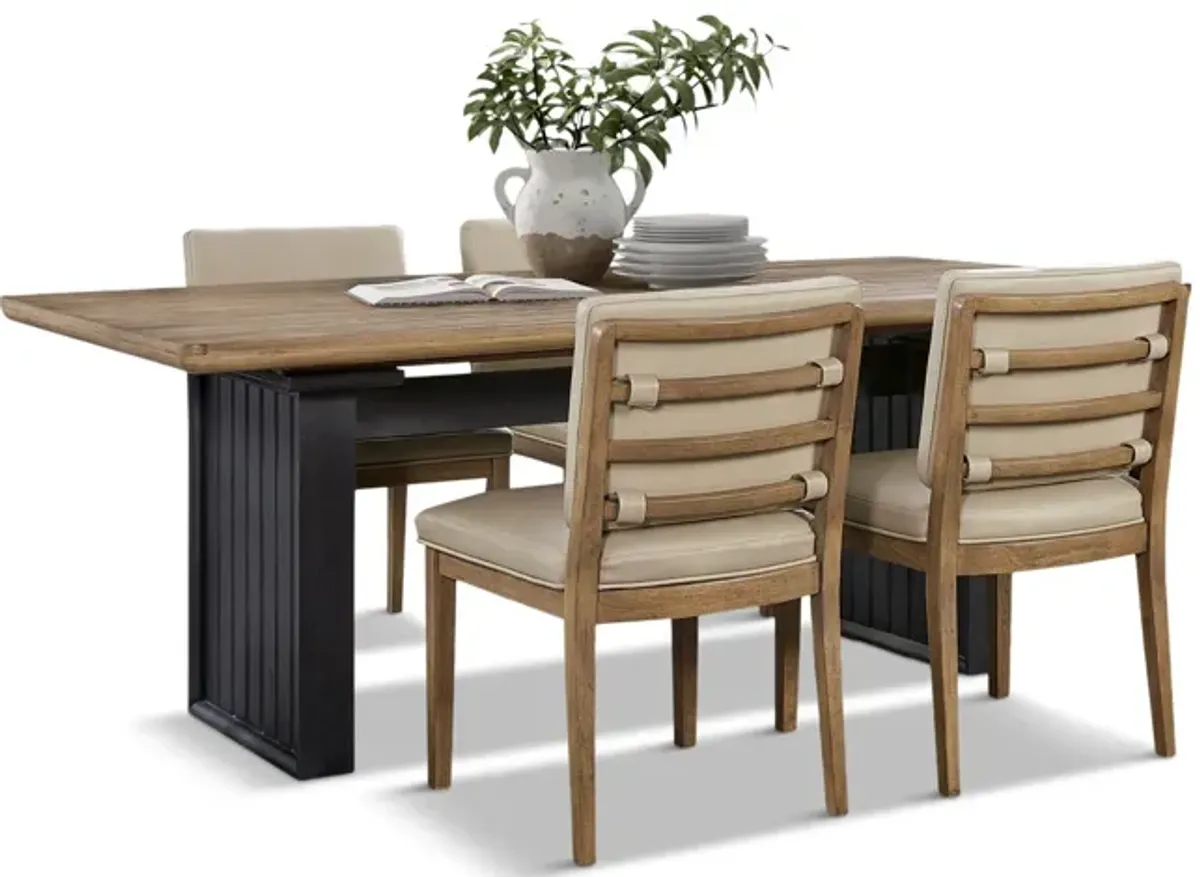 Xavier Extension Dining Table With 4 Leather Chairs