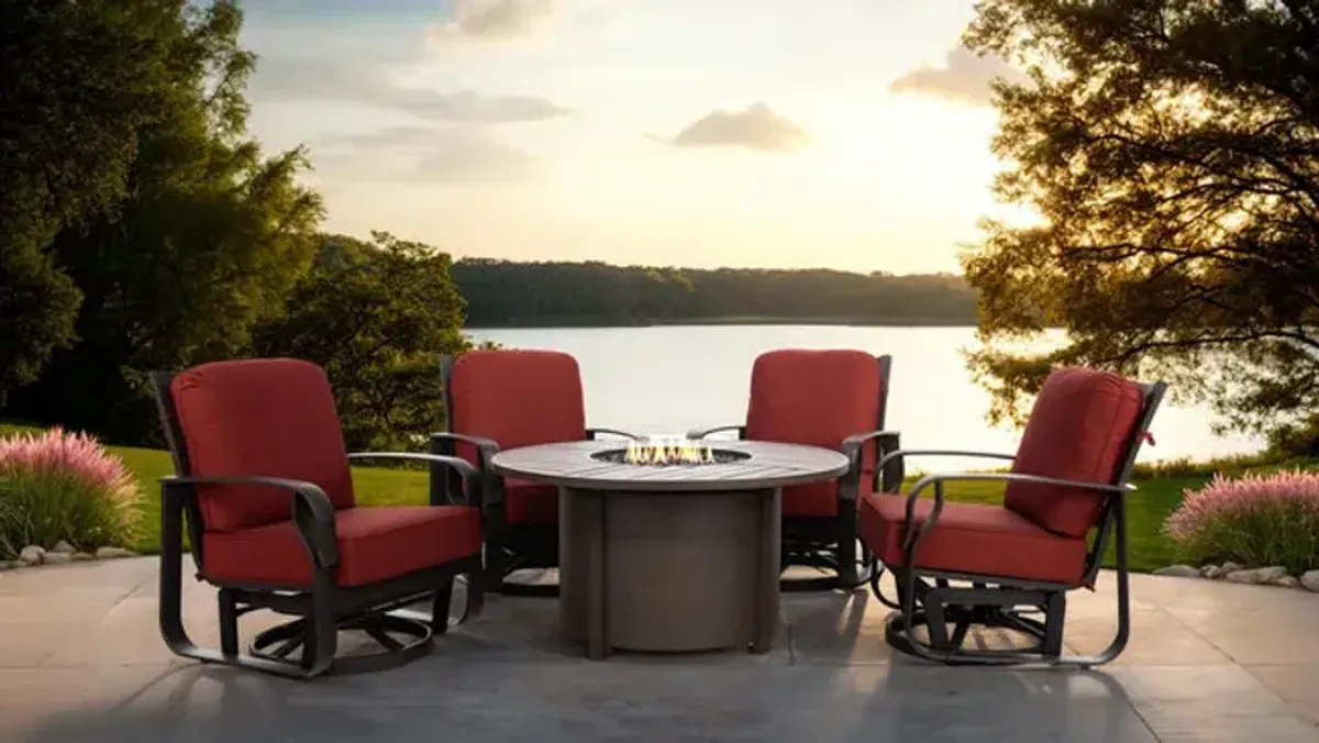 San Remo II Wheaton 5 Piece Fire Table Chat Set