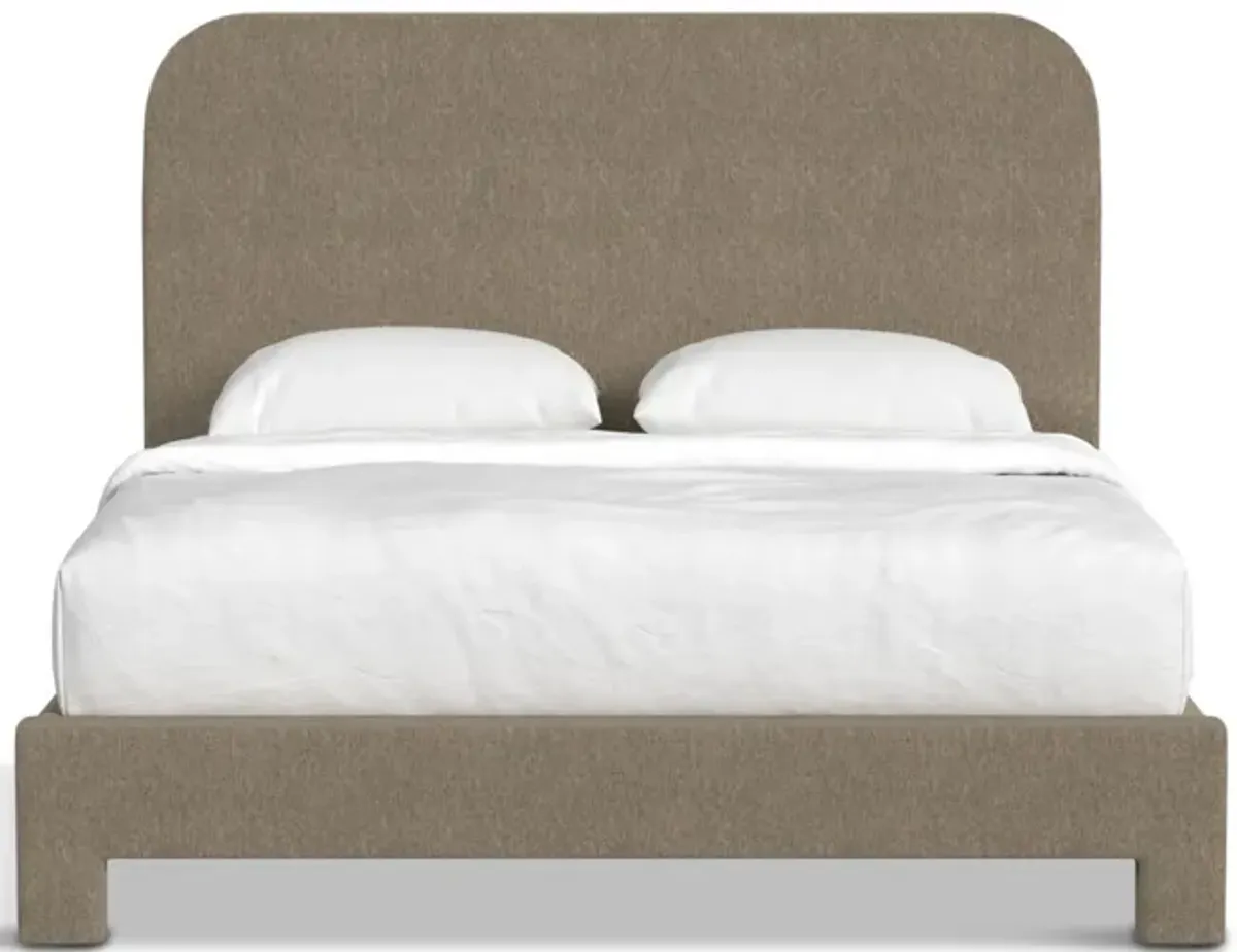 Chichi Queen Upholstered Platform Bed - Spirit Jute