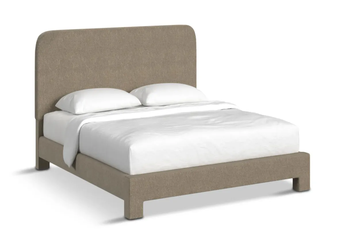Chichi Queen Upholstered Platform Bed - Spirit Jute