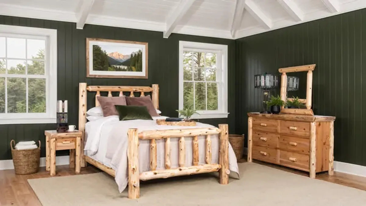 Cedar Log Queen Bedroom Suite