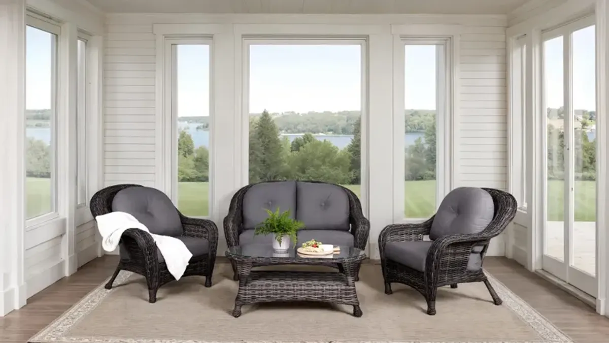 Glen River II 4 Piece Wicker Porch Set 