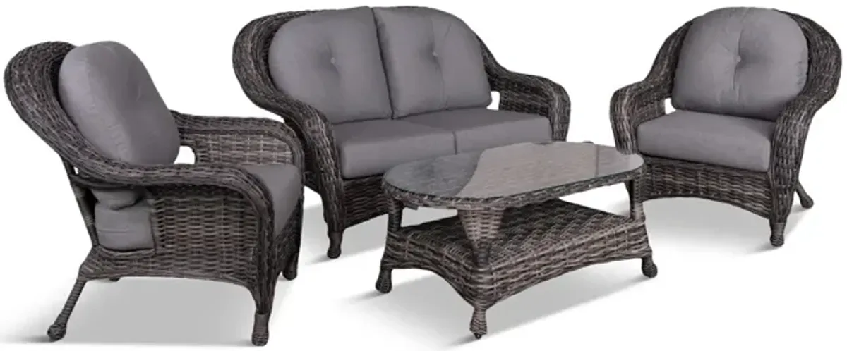 Glen River II 4 Piece Wicker Porch Set 