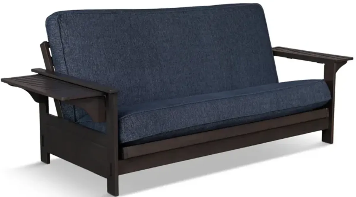 Borden Futon With Side Table With Taber Indigo Cover