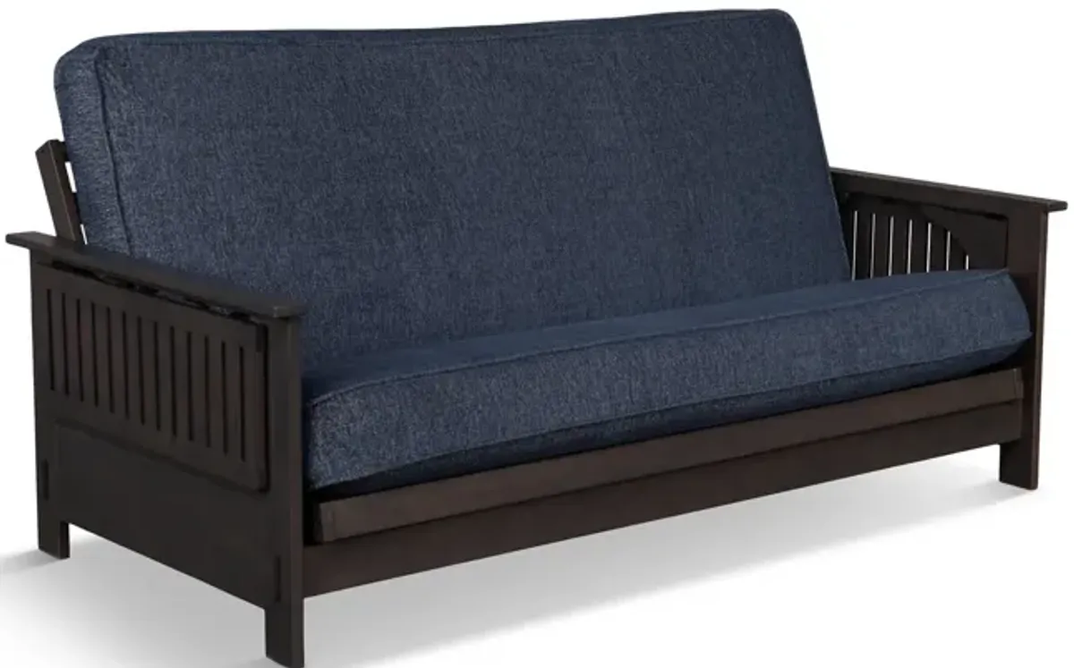 Borden Futon With Side Table With Taber Indigo Cover