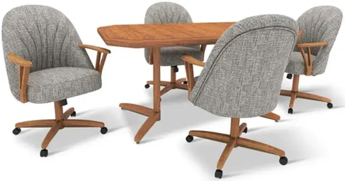 Sara Table With 4 Casual Style Fonzo Marble Tilt Swivel Caster Chairs