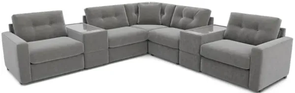 ModularOne 7 piece Sectional with 3 Power Reclining Chairs - Granite