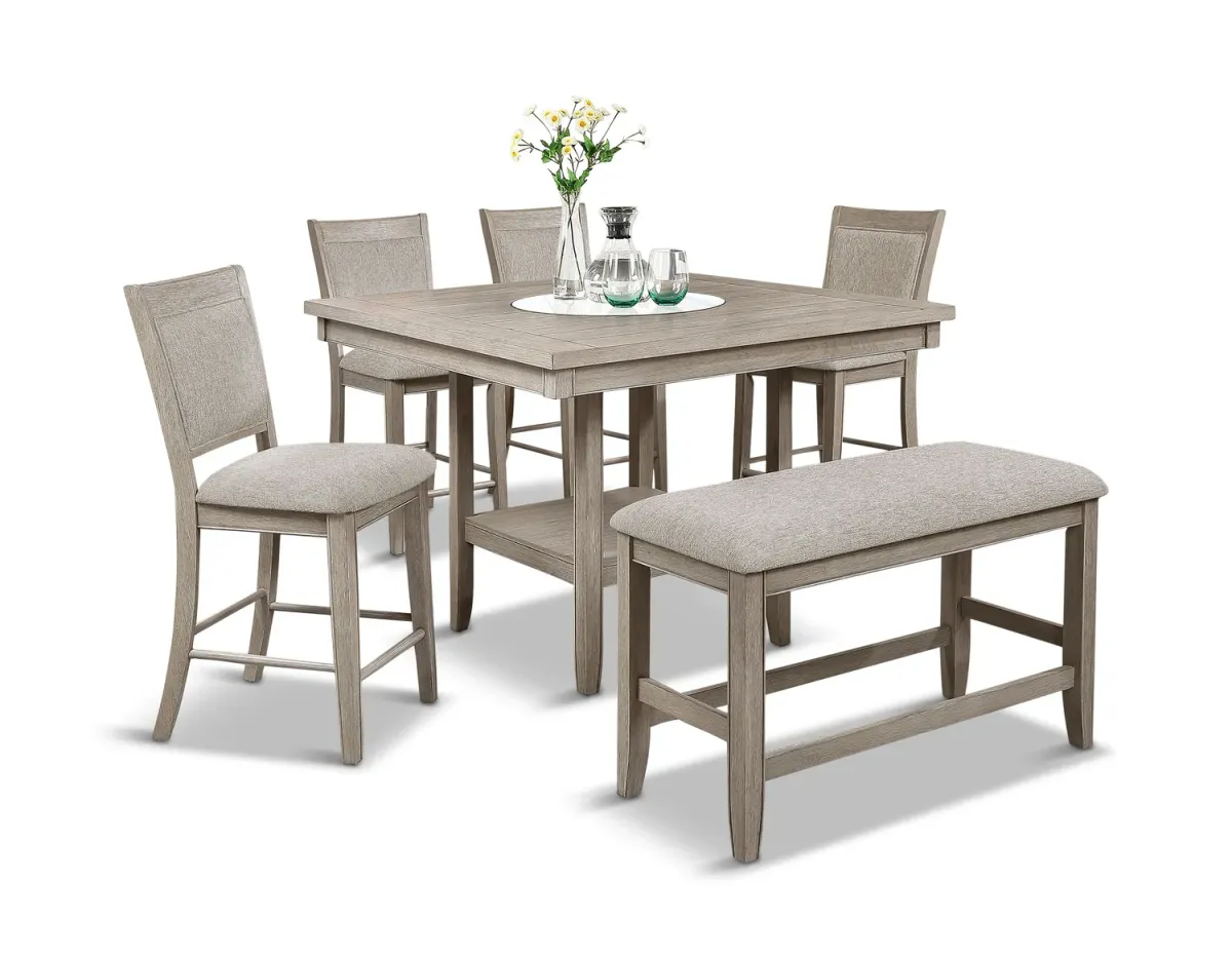 Amelia Counter Height Table With 4 Stools And Bench