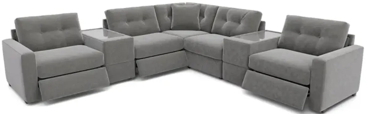 ModularOne 7 Piece Sectional With 3 Power Reclining Chairs - Graphite