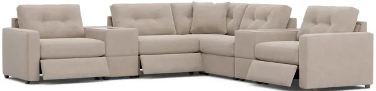 ModularOne 7 Piece Sectional With 3 Power Reclining Chairs - Stone