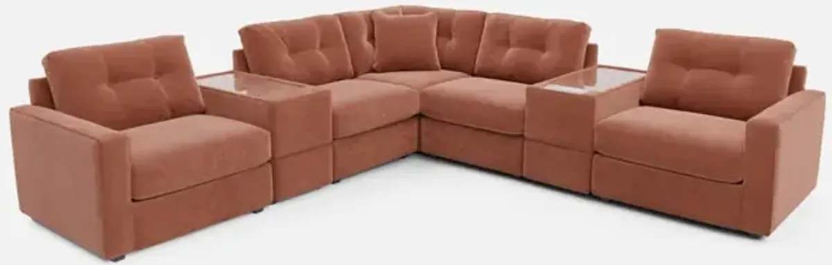 ModularOne 7 piece Sectional with 3 Power Reclining Chairs -  Cantaloupe 