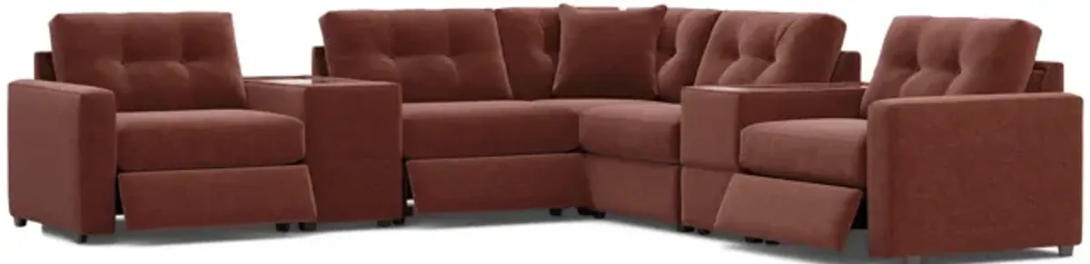 ModularOne 7 Piece Sectional With 3 Power Reclining Chairs - Merlot