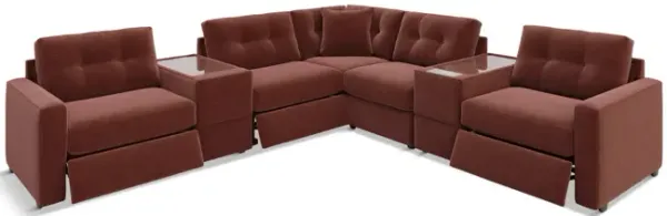 ModularOne 7 Piece Sectional With 3 Power Reclining Chairs - Merlot