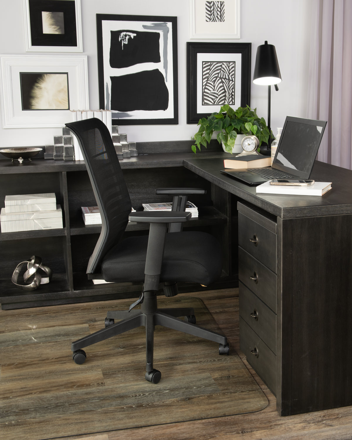 Christopherson Bookcase Console With Desk Return And Rolling File