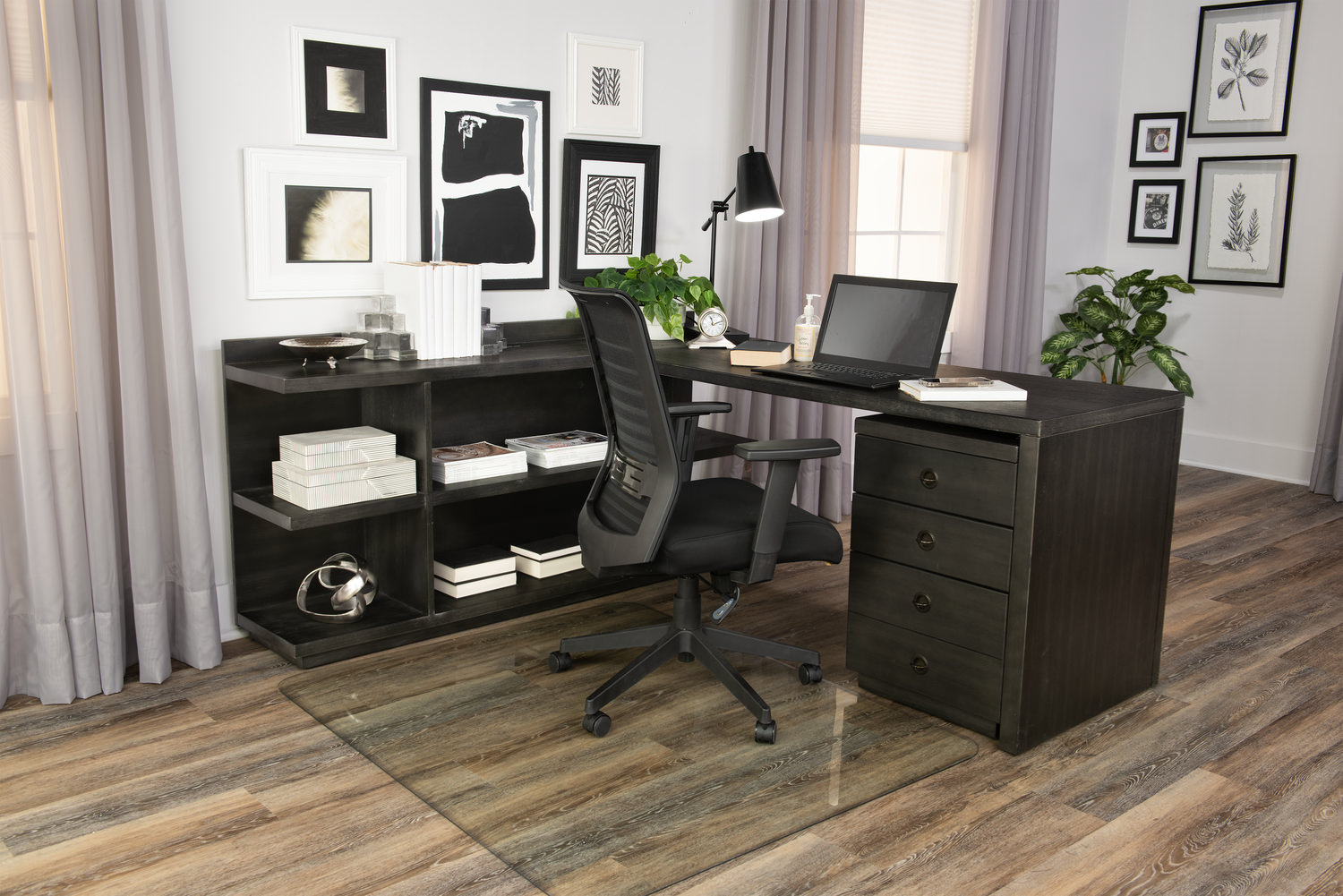 Christopherson Bookcase Console With Desk Return And Rolling File