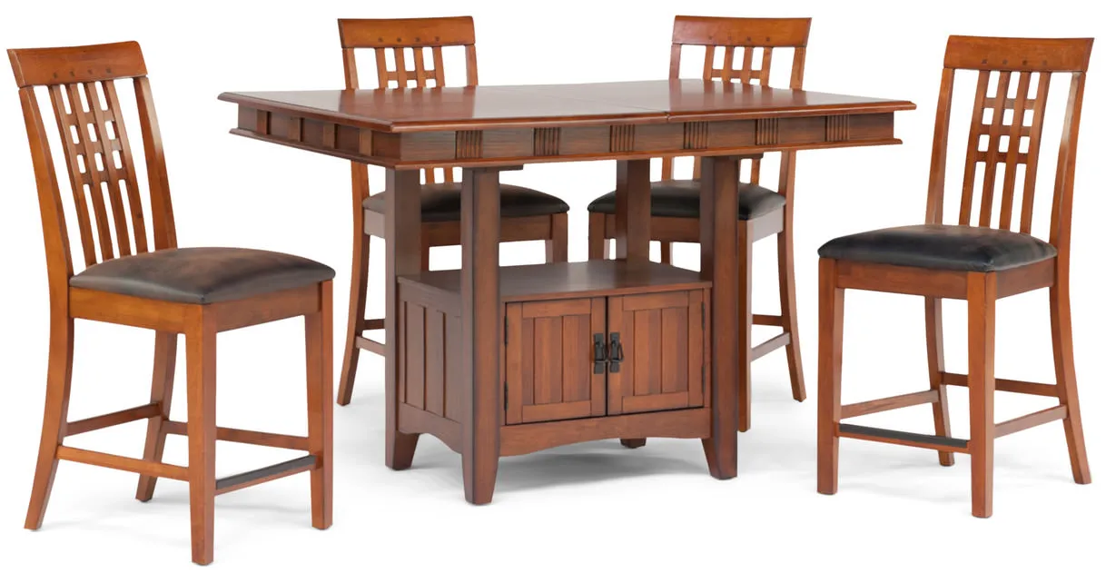 Mission Crest Counter Table And 4 Counter Stools