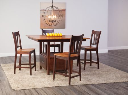 Larkin Gathering Table With 4 Ensley Counter Stools