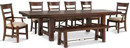 Tuscany Dining Table With 4 Side Chairs  2 Arm Chairs And Bench