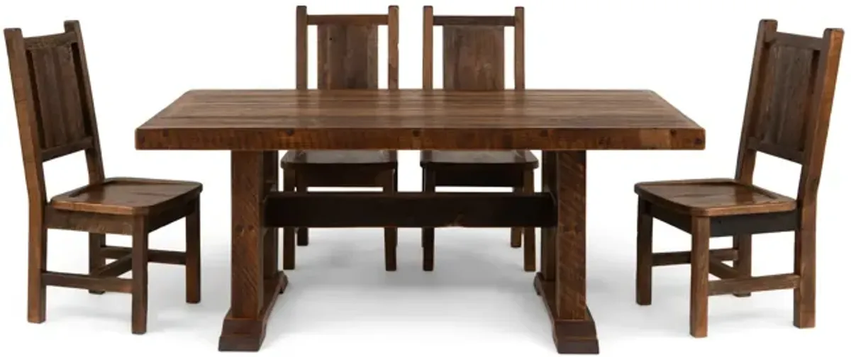 Lodge Barnwood Artisan Table with 4 Wooden Side Chairs