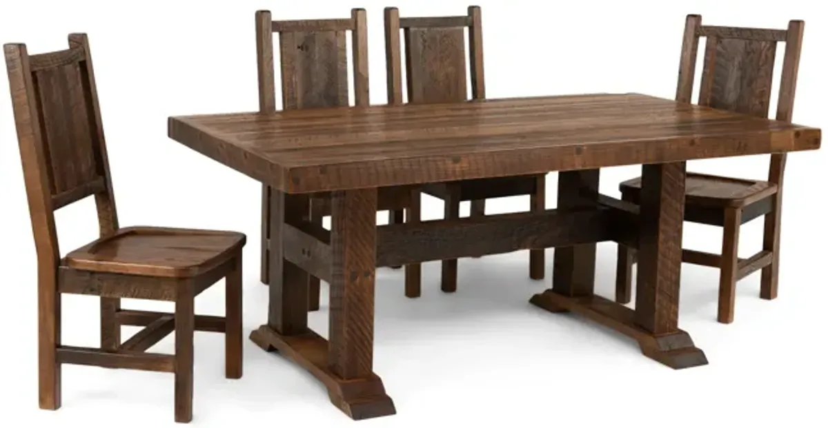 Lodge Barnwood Artisan Table with 4 Wooden Side Chairs