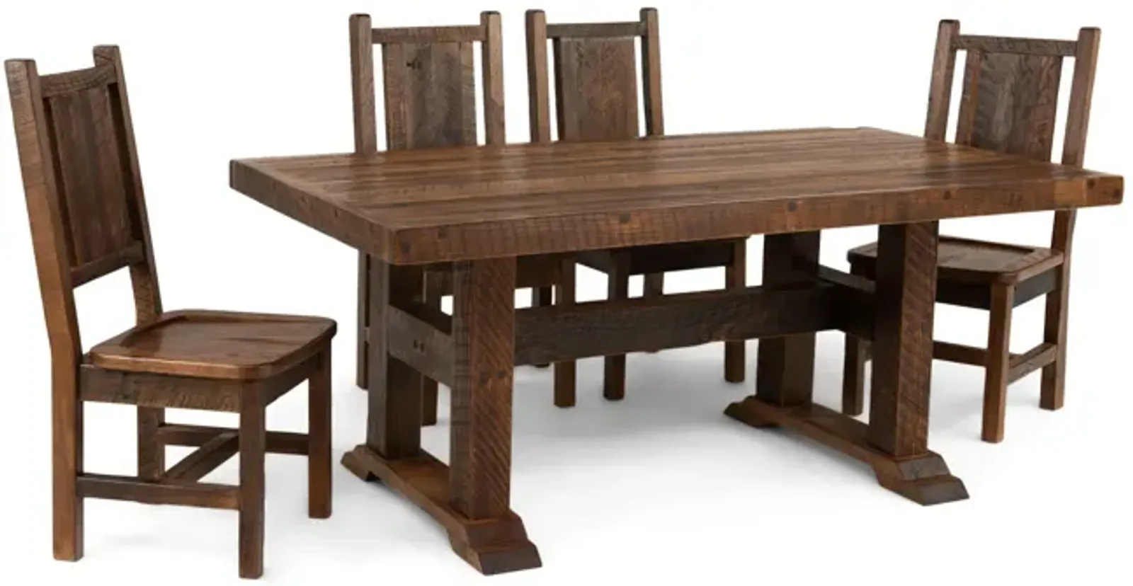 Lodge Barnwood Artisan Table with 4 Wooden Side Chairs