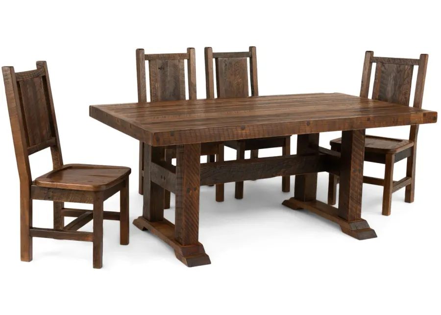 Lodge Barnwood Artisan Table with 4 Wooden Side Chairs