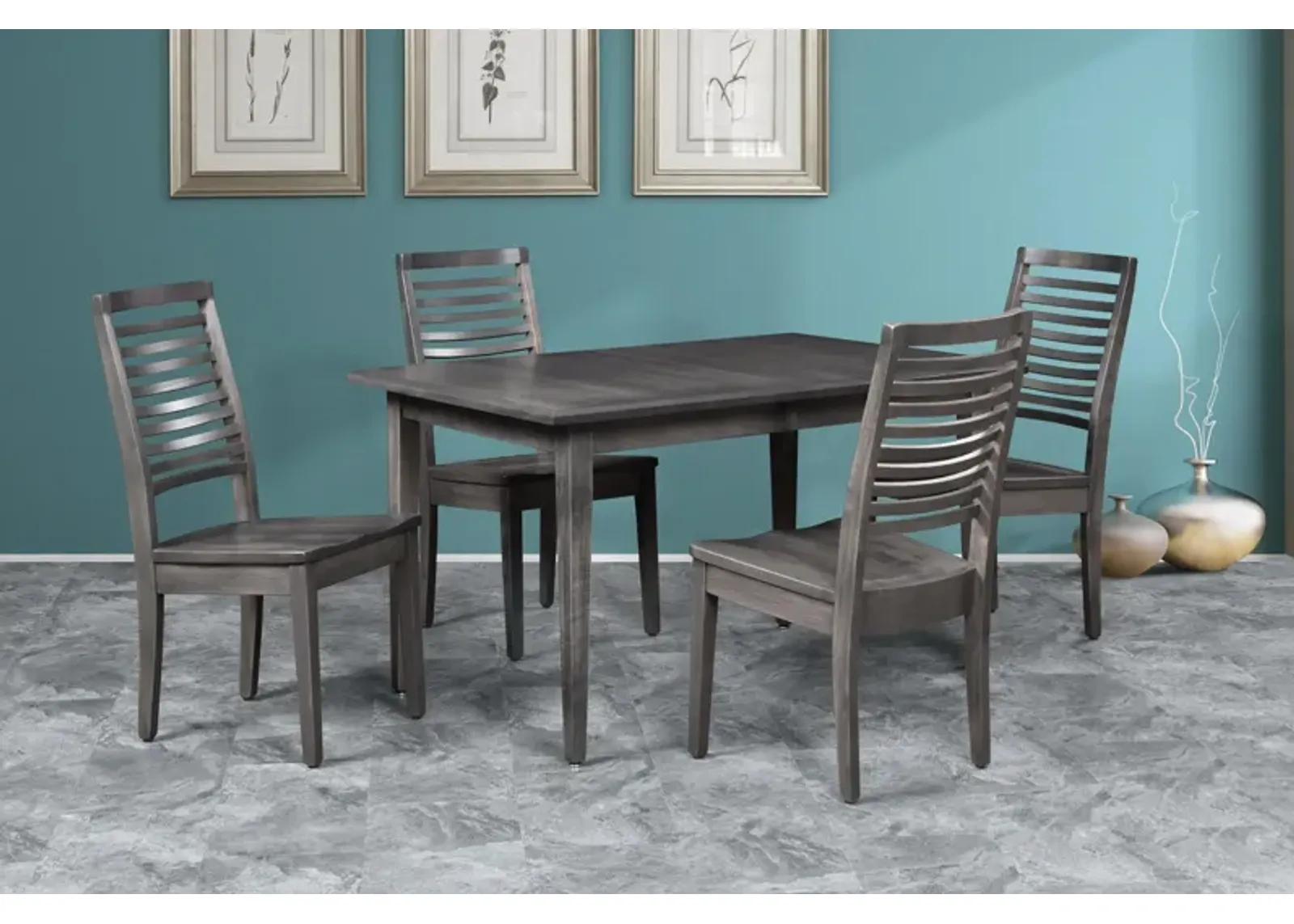 Eagle Mountain Dining Table And 4 Ladderback Chairs - Grey