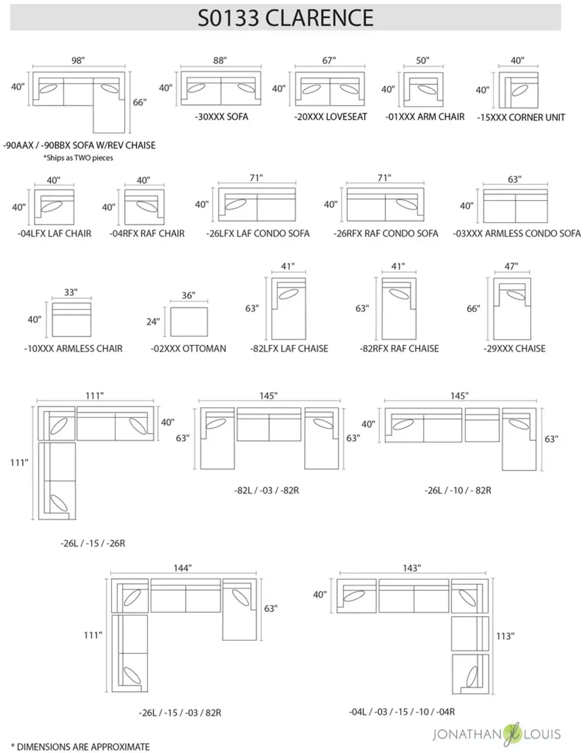 Clarence 6 Piece Modular Sectional