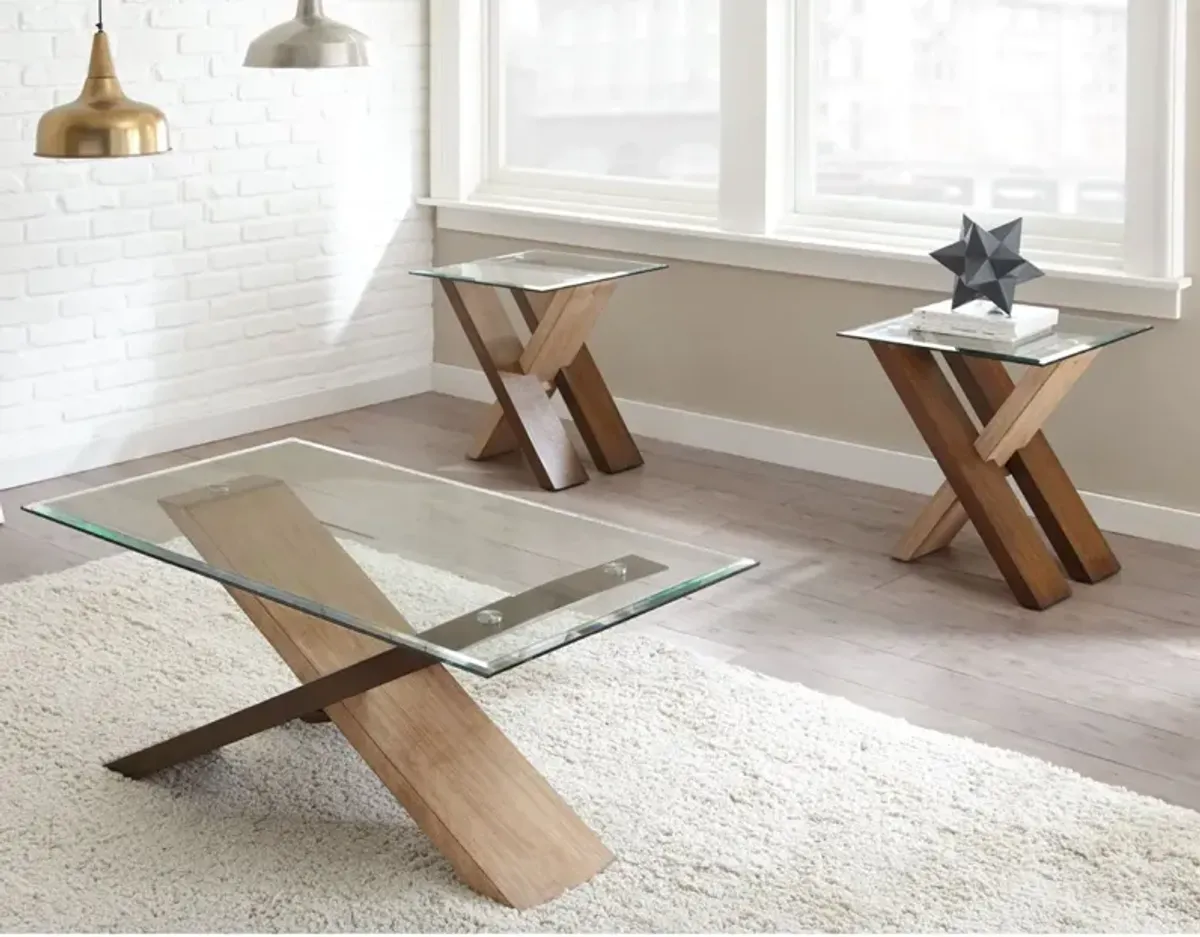 Steve Silver Tasha Glass Top Deep Cherry Cocktail Table