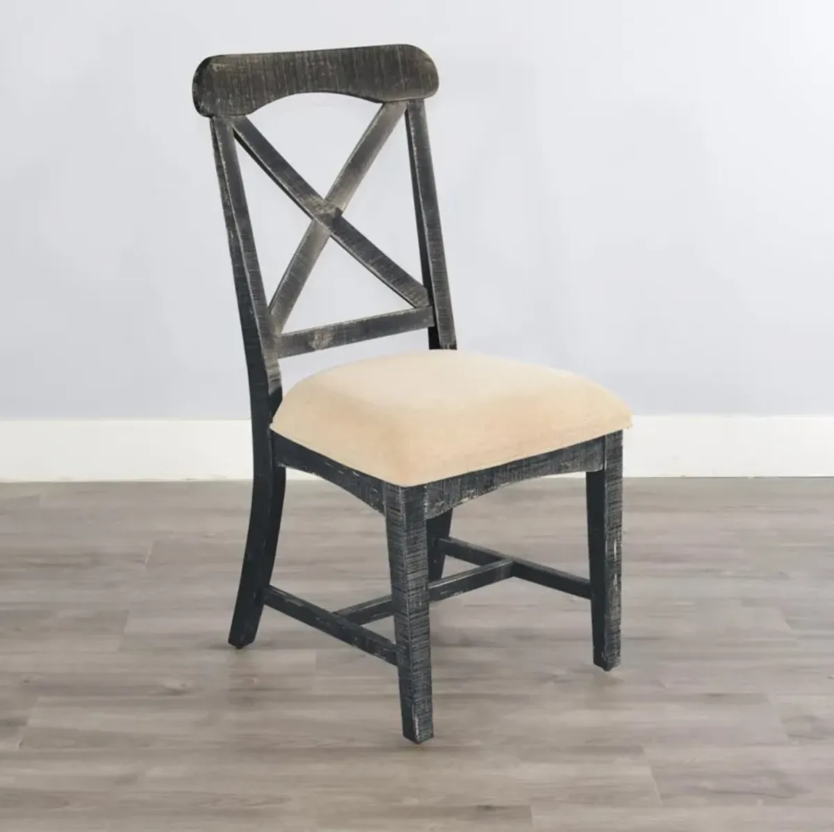 Sunny Designs Marina Black Sand Dining Chair with Cushioned Seat