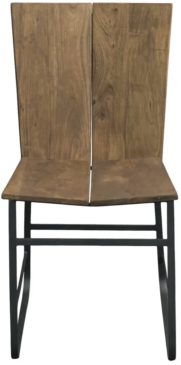 KNOX INDUSTRIAL STYLE SOLID ACACIA WOOD DINING CHAIRS WITH IRON LEGS