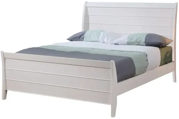 Selena Wood Twin Storage Panel Bed Cream White