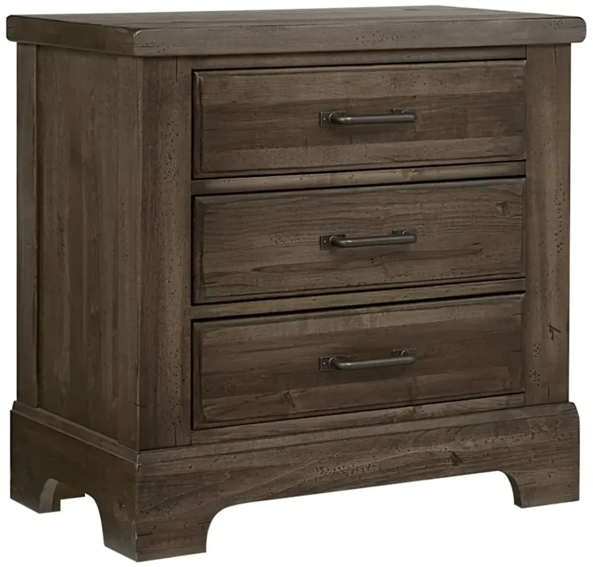 Vaughan-Bassett Cool Rustic Mink 3-Drawer Nightstand