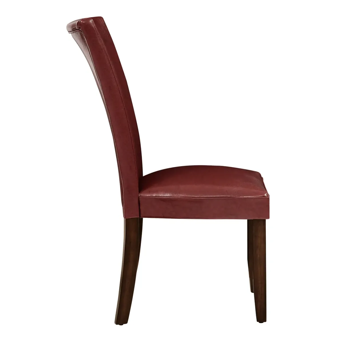 Steve Silver Hartford Red Vegan Leather Side Chair In Dark Oak Finish