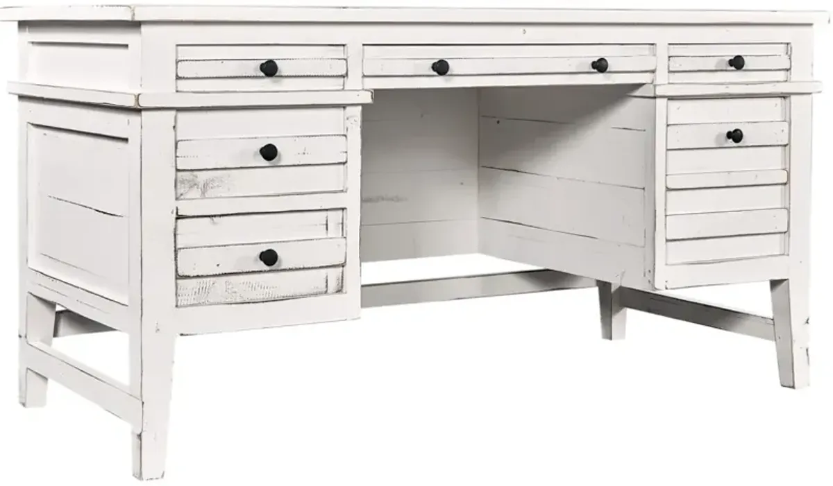 Aspenhome Reeds Farm Weathered White Half Pedestal Desk