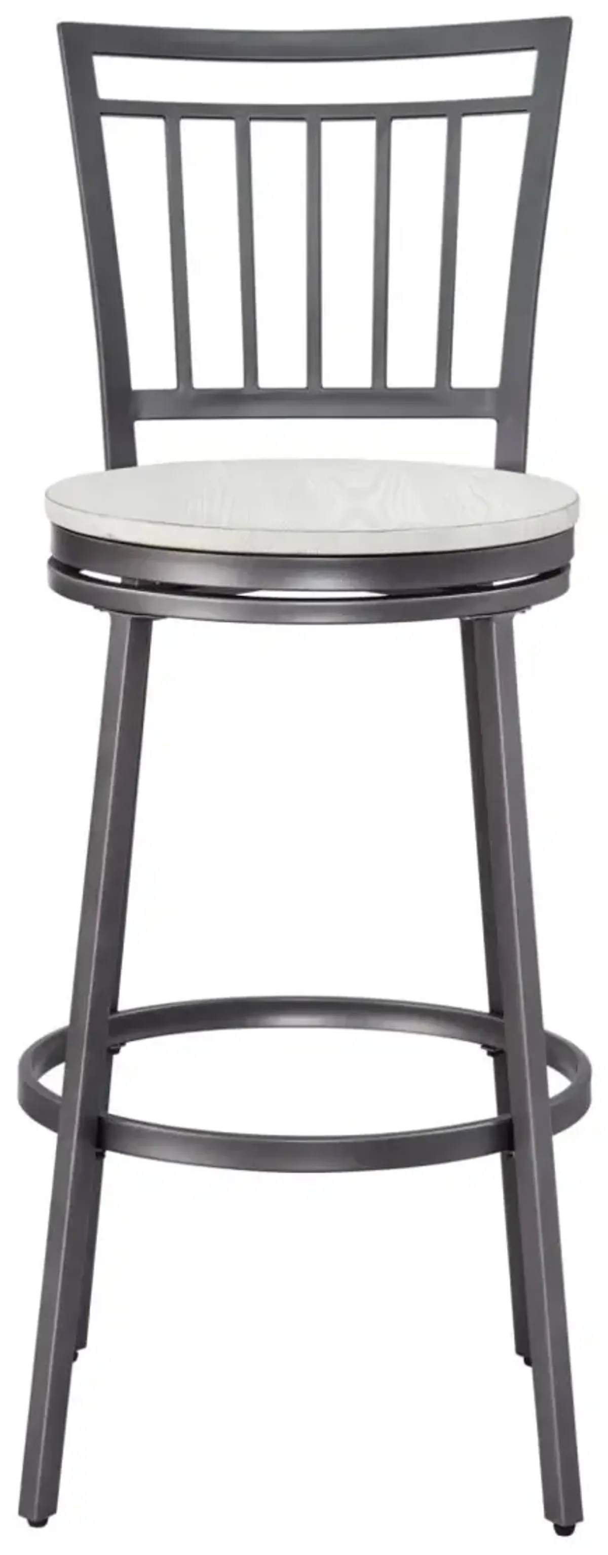 American Woodcrafters Filmore Stool with Back Metal Frame in Slate Grey with White Oak Seat