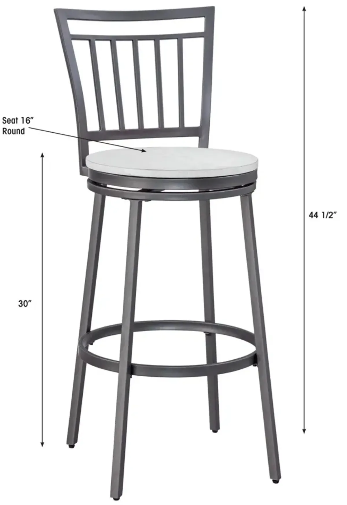 American Woodcrafters Filmore Stool with Back Metal Frame in Slate Grey with White Oak Seat