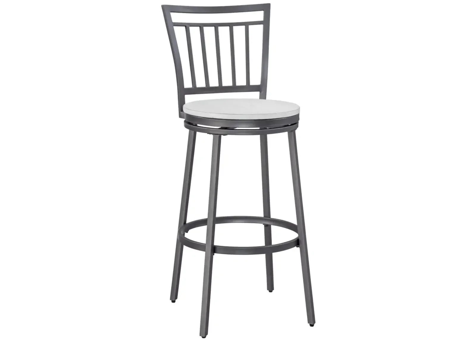 American Woodcrafters Filmore Stool with Back Metal Frame in Slate Grey with White Oak Seat