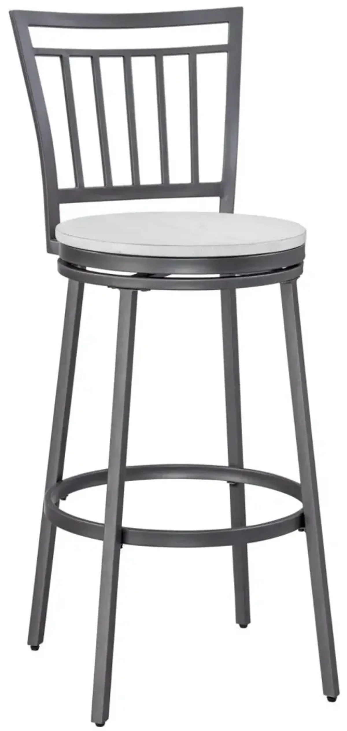 American Woodcrafters Filmore Stool with Back Metal Frame in Slate Grey with White Oak Seat