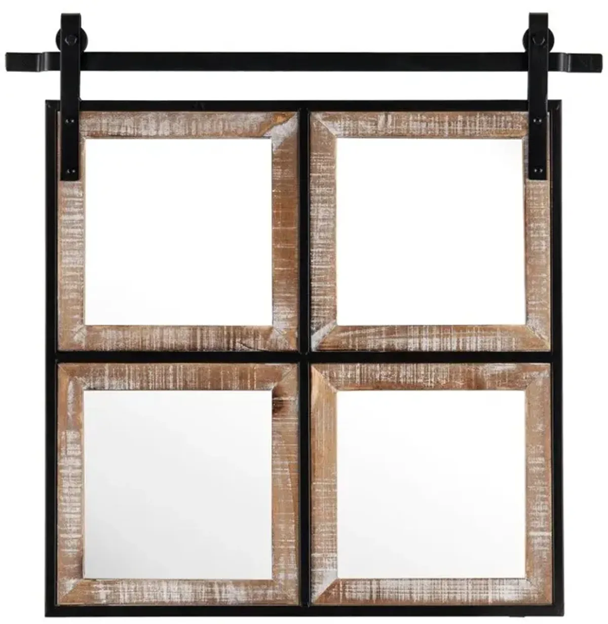 Crestview Four Square Black/Light Brown Wall Mirror