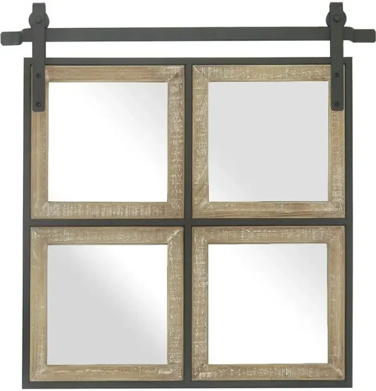 Crestview Four Square Black/Light Brown Wall Mirror