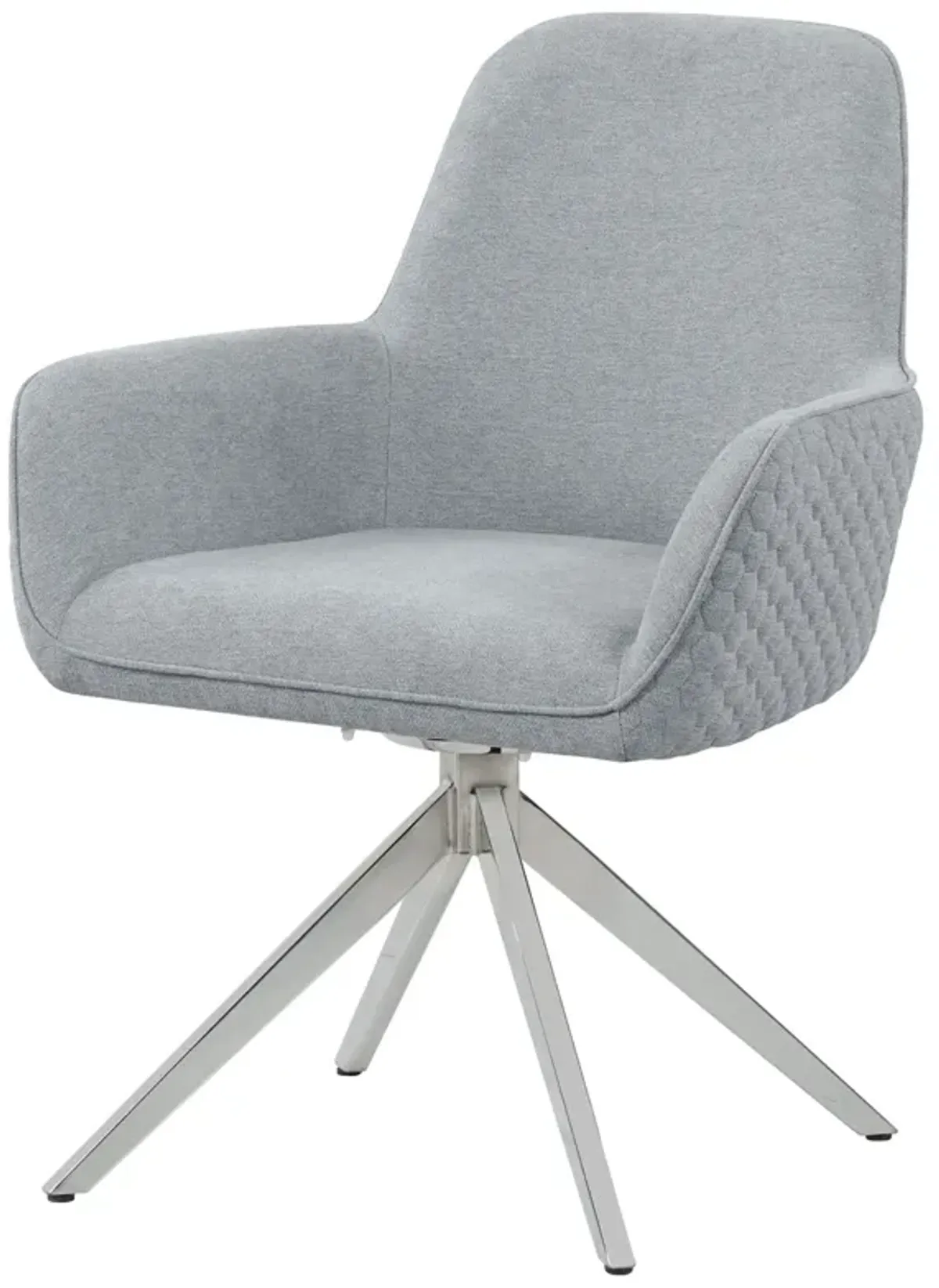 Abby Fabric Upholstered Swivel Dining Arm Chair Light Grey