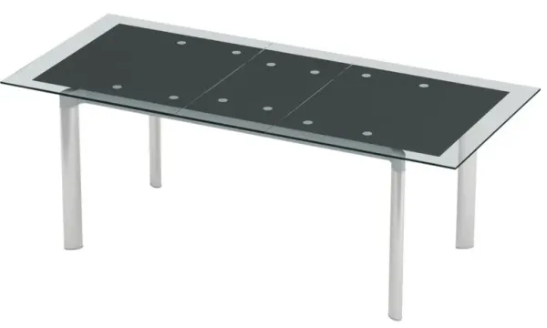 Chintaly Tara Black Modern Extendable Black Glass Dining Table