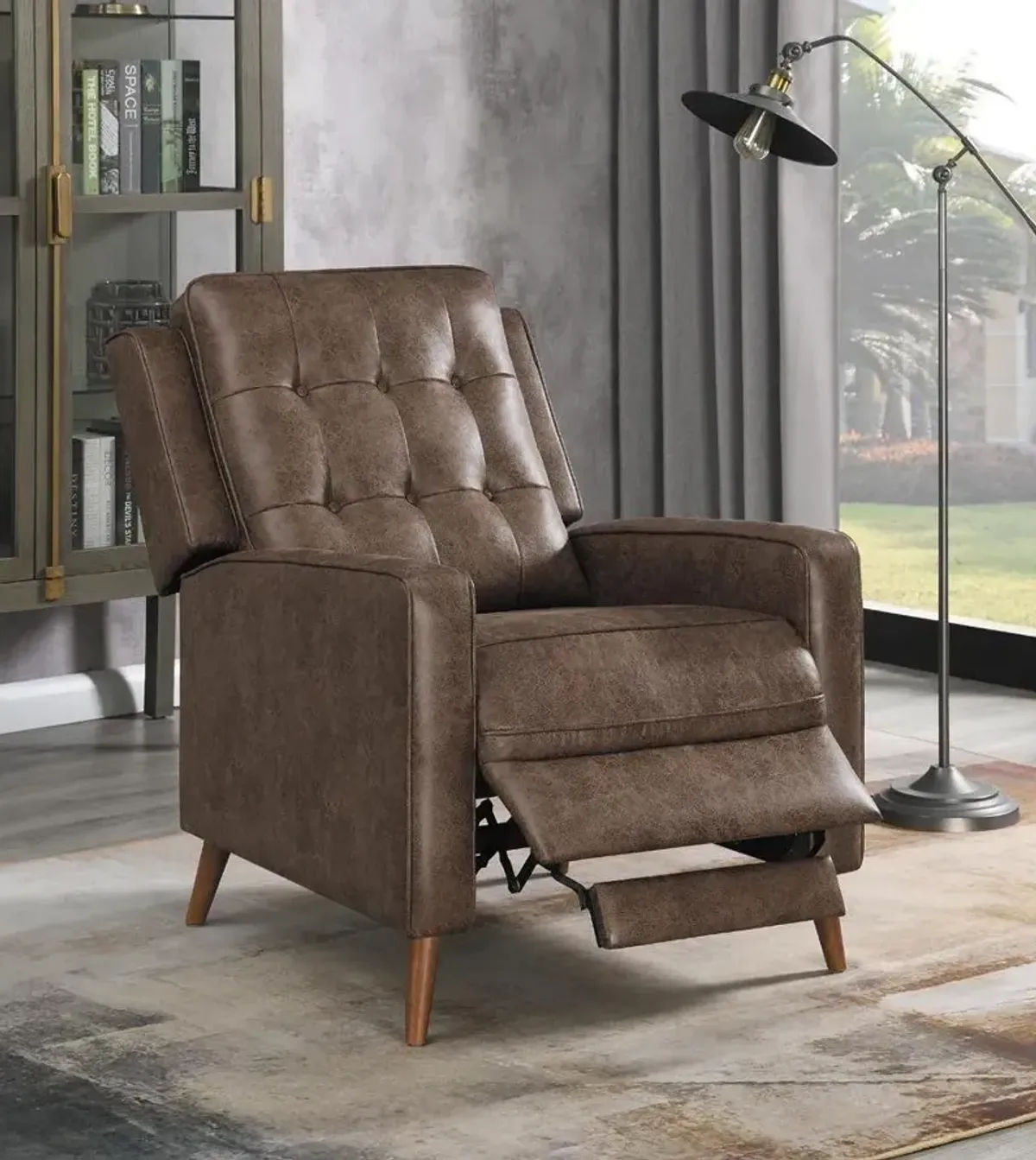 Coaster Davidson Upholstered Tufted Push Back Recliner Brown