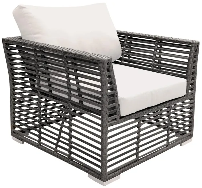 PANAMA JACK GRAPHITE LOUNGE CHAIR W/OUTDOOR OFF-WHITE FABRIC