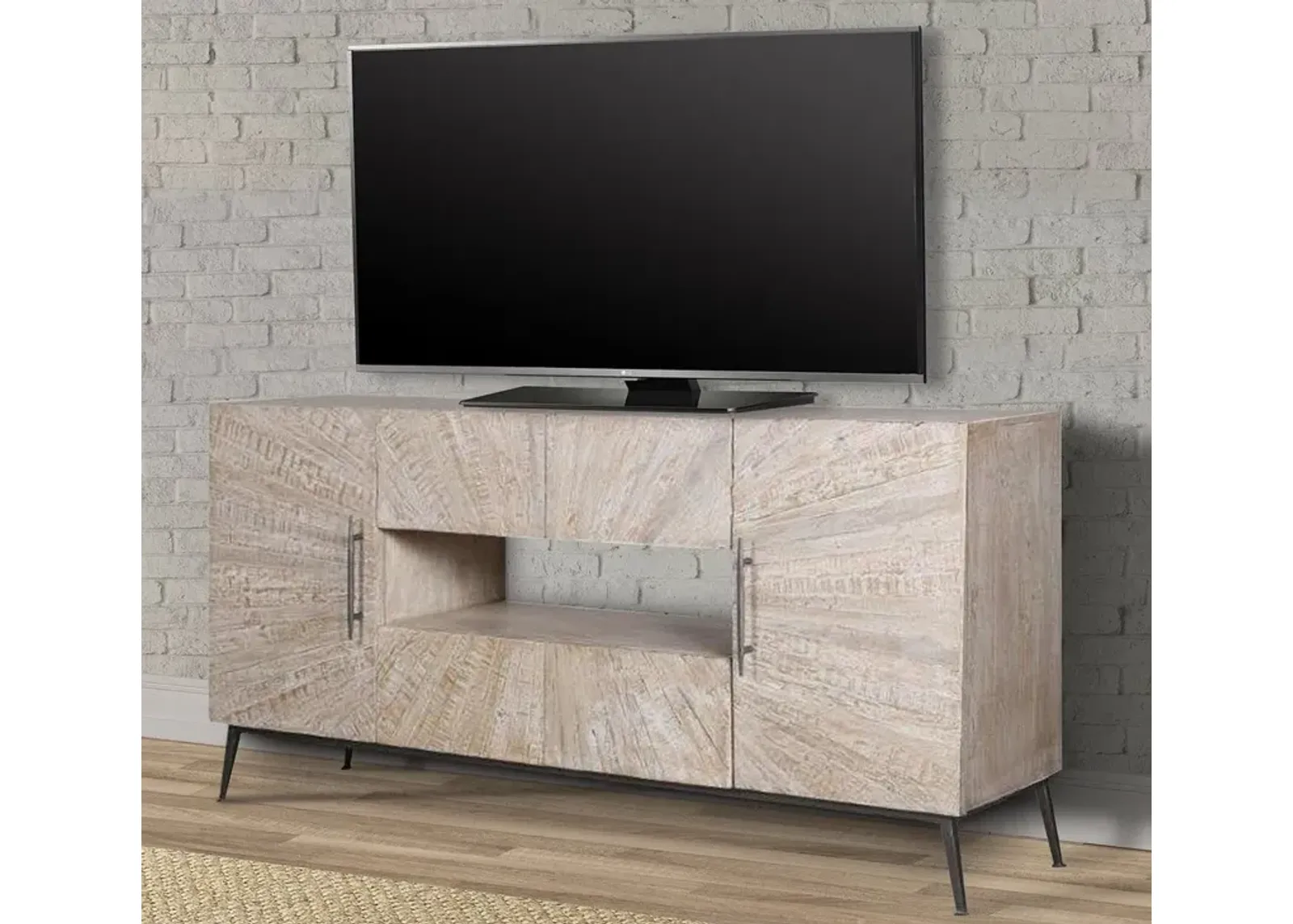 Parker House Crossings Monaco Collection 69 Weathered Blanc Media Entertainment TV Stand